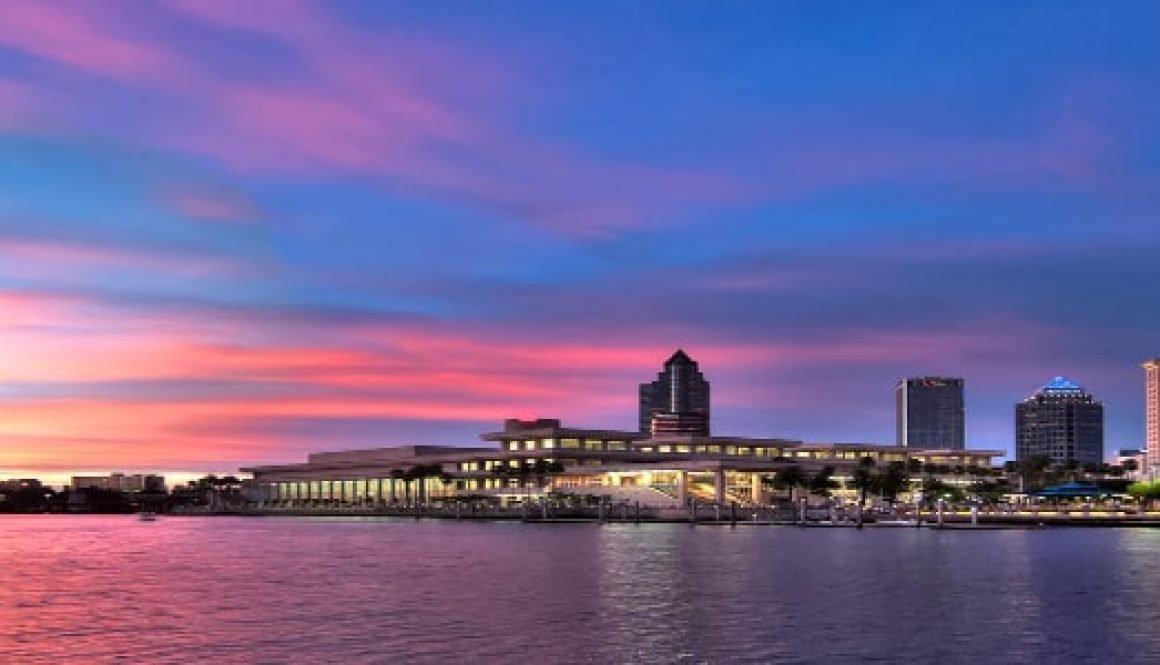 tampa bay skyline at sunset before a 3rd line hockey tournament