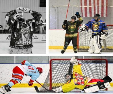 A montage of photos of Hockey Players from a 3rd Line Adult Hockey Tournament